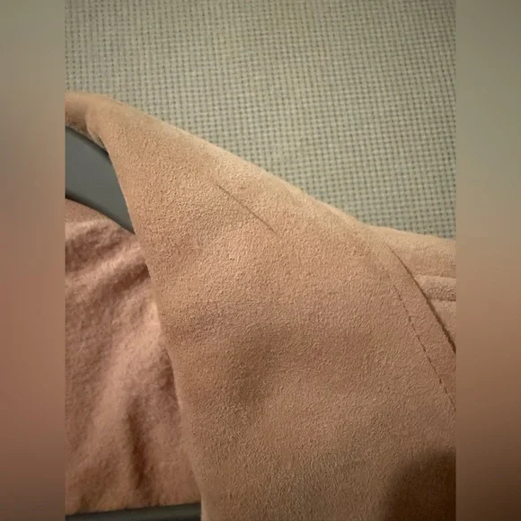 Reformation VEDA Beige Women's Suede Moto Jacket Size Medium Pink Cloud - Picture 8 of 8